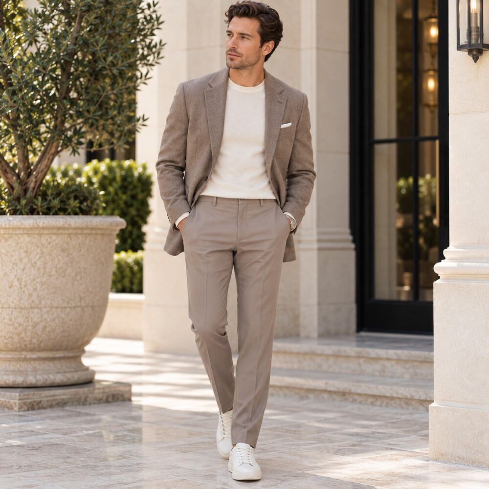 GUCCI Wool Mohair Slim Fit Trouser Pants Khaki Tan Sz 54R/US 40 $1150 {TT49}